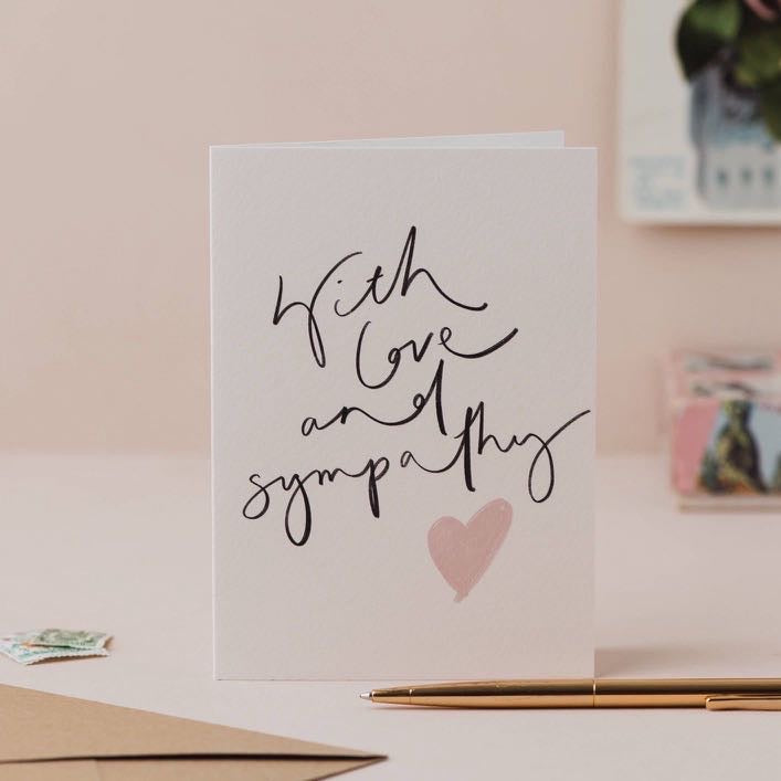 'With Love and Sympathy'-Hand Lettered Card-Oh Squirrel