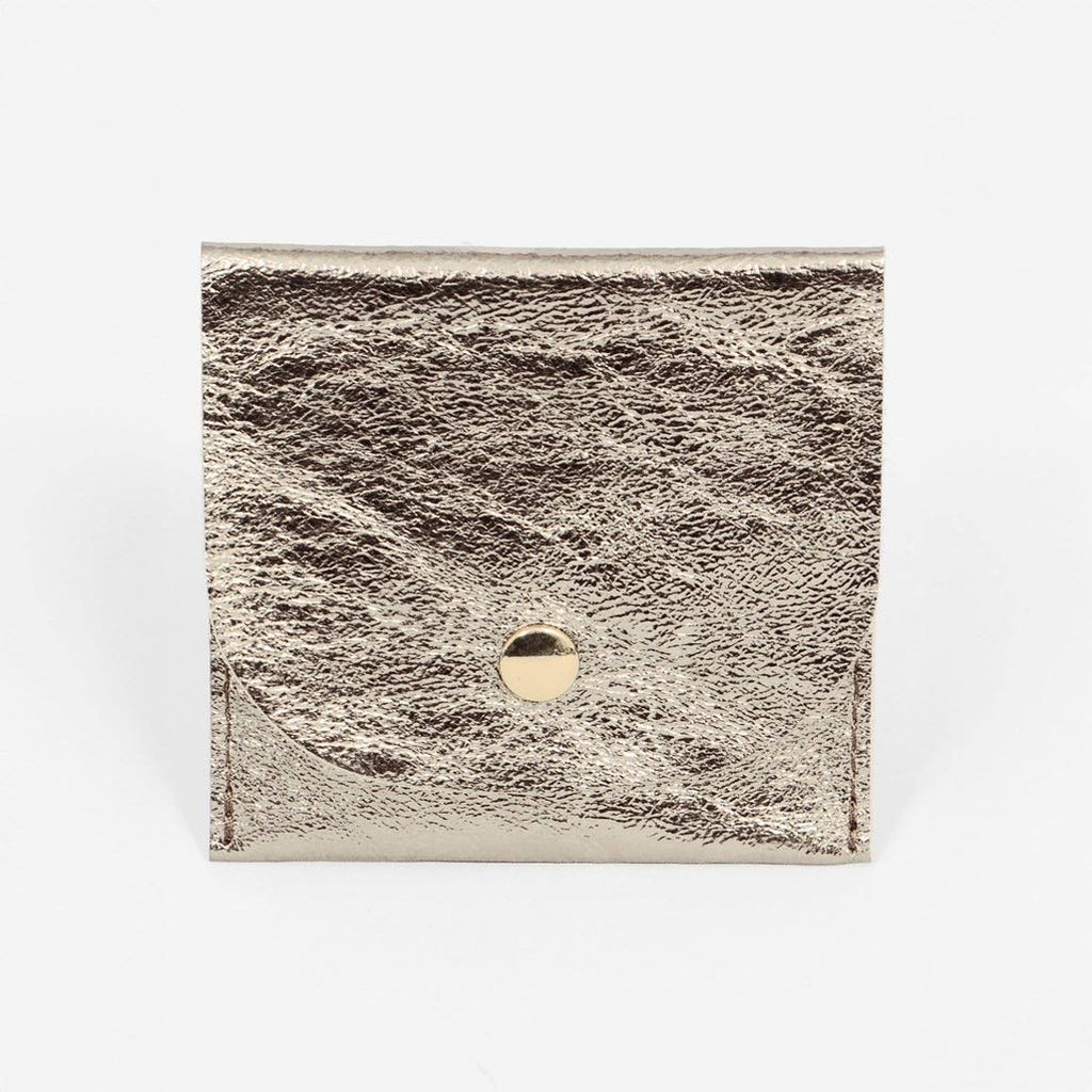 Brooklynn Italian Leather Card Wallet - Gold, Metallic- Sarta