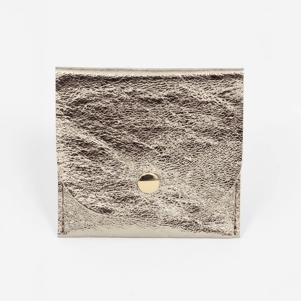 Brooklynn Italian Leather Card Wallet - Gold, Metallic- Sarta