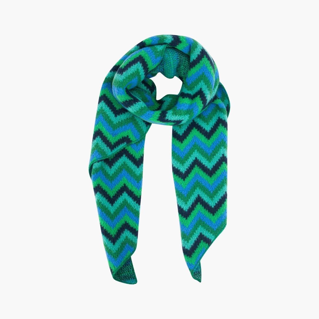 Blue/Green Zig-Zag Heavyweight Scarf