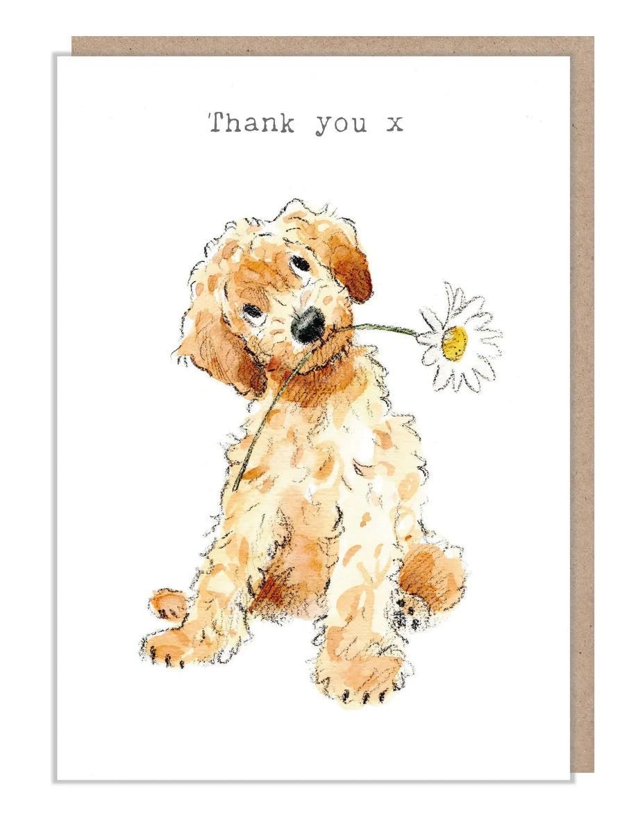 Thank You x Cockapoo Puppy Card (Blank Inside) | Kraft Envelope Included