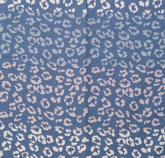 Denim Blue Leopard Print Winter Scarf