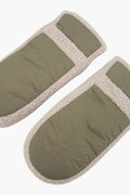 Khaki Green Winter Mittens | Cosy Borg Trim Gloves  