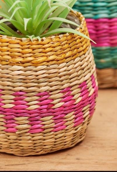 Stripe Seagrass Planter Set