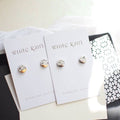 Spotty Circle Shape Ceramic Studs-Gold-WhiteRain Wholesale