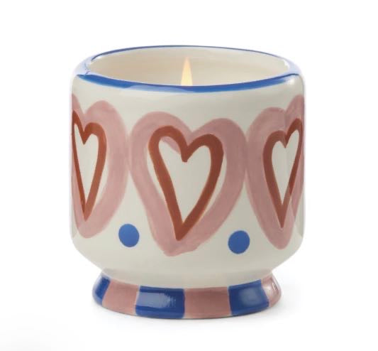 Adopo 8 oz./226g Hearts Ceramic Candle - Rosewood Vanilla