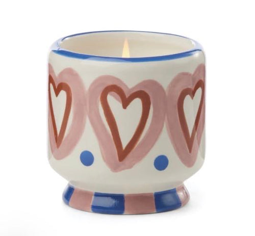 Adopo 8 oz./226g Hearts Ceramic Candle - Rosewood Vanilla