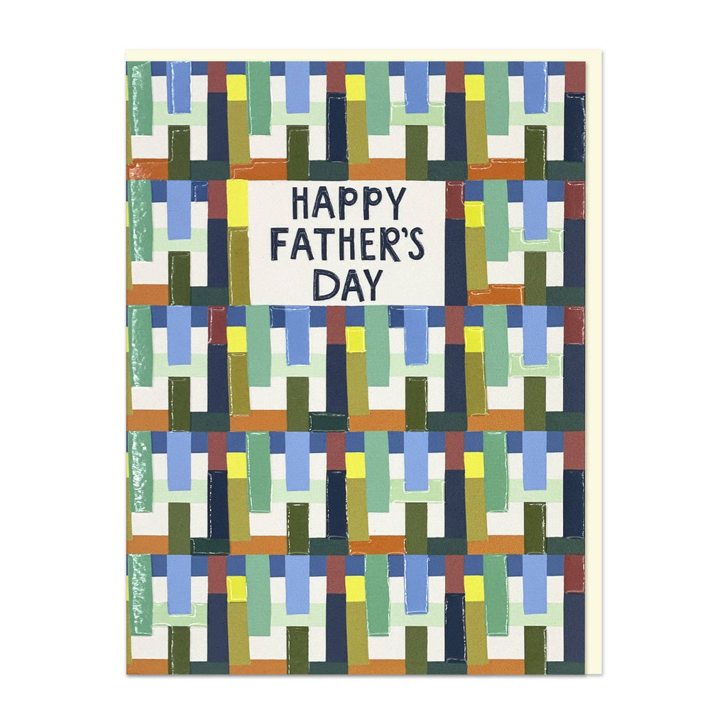 Happy Father’s Day card with colourful geometric woven-style pattern design