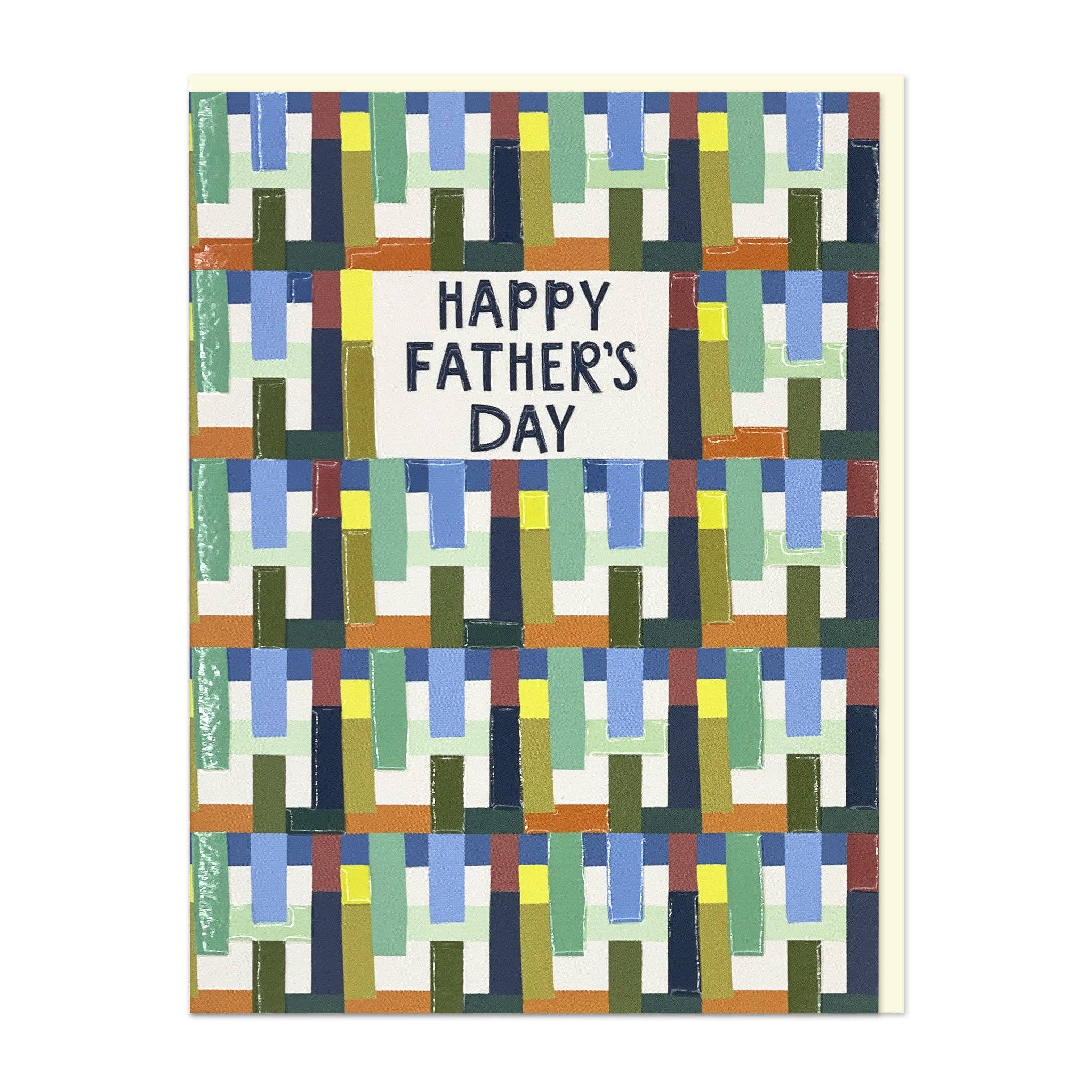 Happy Father’s Day card with colourful geometric woven-style pattern design