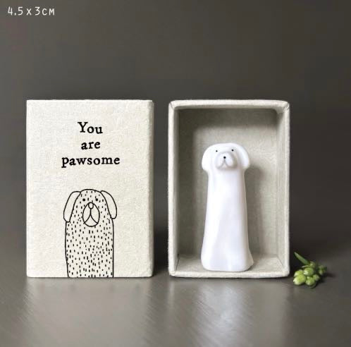 East of India You Are Pawsome ceramic dog ornament in matchbox gift box