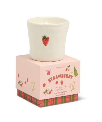 BISTRO STRAWBERRY EMBOSSED CERAMIC CANDLE - STRAWBERRY