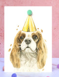 Cavalier King Charles Spaniel Pompom Birthday Card