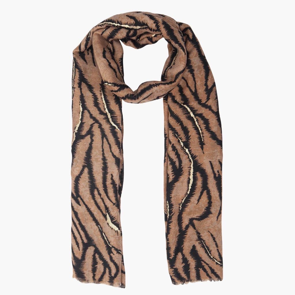 Annika Brown Tiger Stripe Lightweight Scarf- Sarta