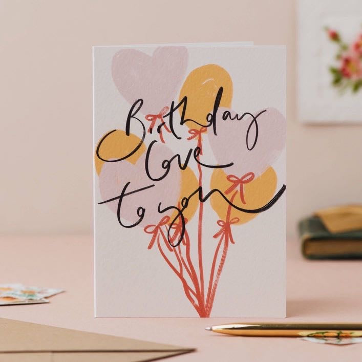 'Birthday love to You' -Balloon Handwriting Birthday Card-Oh squirrel