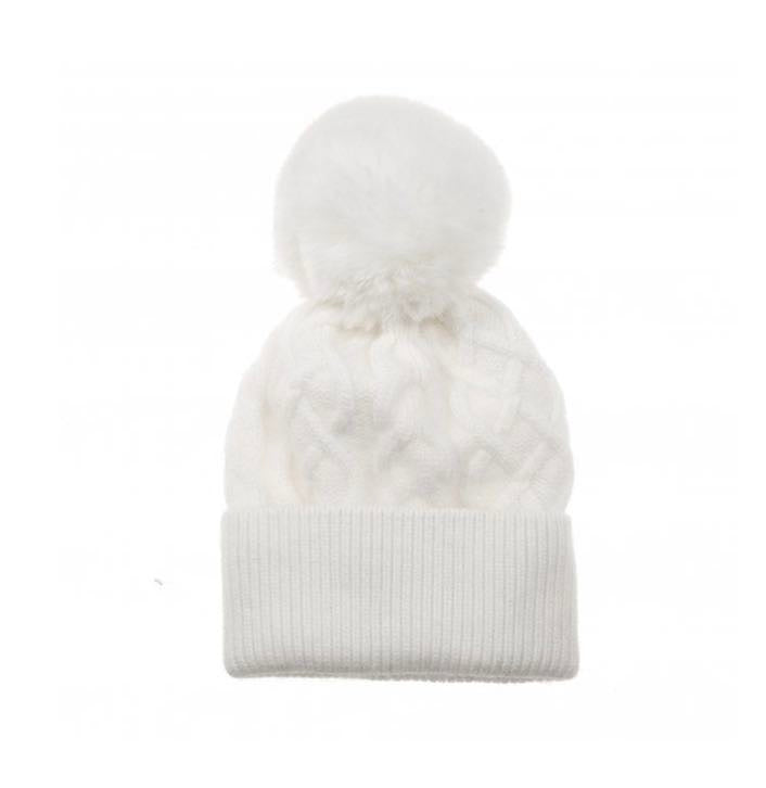 Women's Cable Pom Beanie Hat - Various Colours