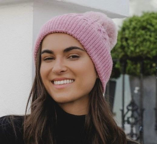 Women's Cable Pom Beanie Hat - Various Colours