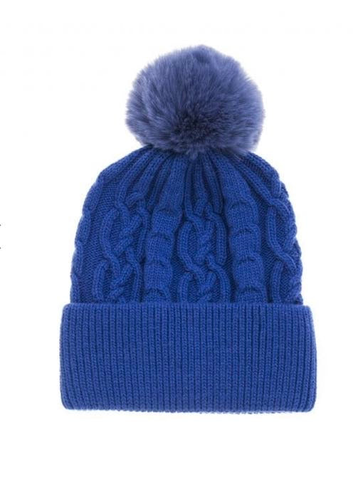Women's Cable Pom Beanie Hat - Various Colours