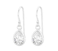 Teardrop Crystal Sterling Silver Drop Earrings