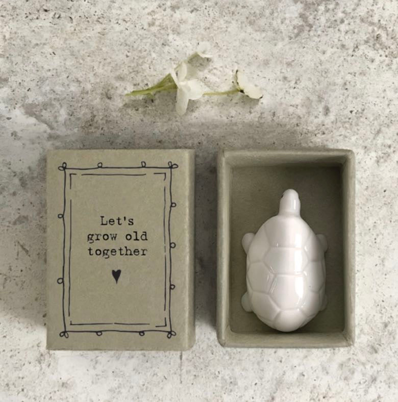 Let’s grow old together tortoise matchbox