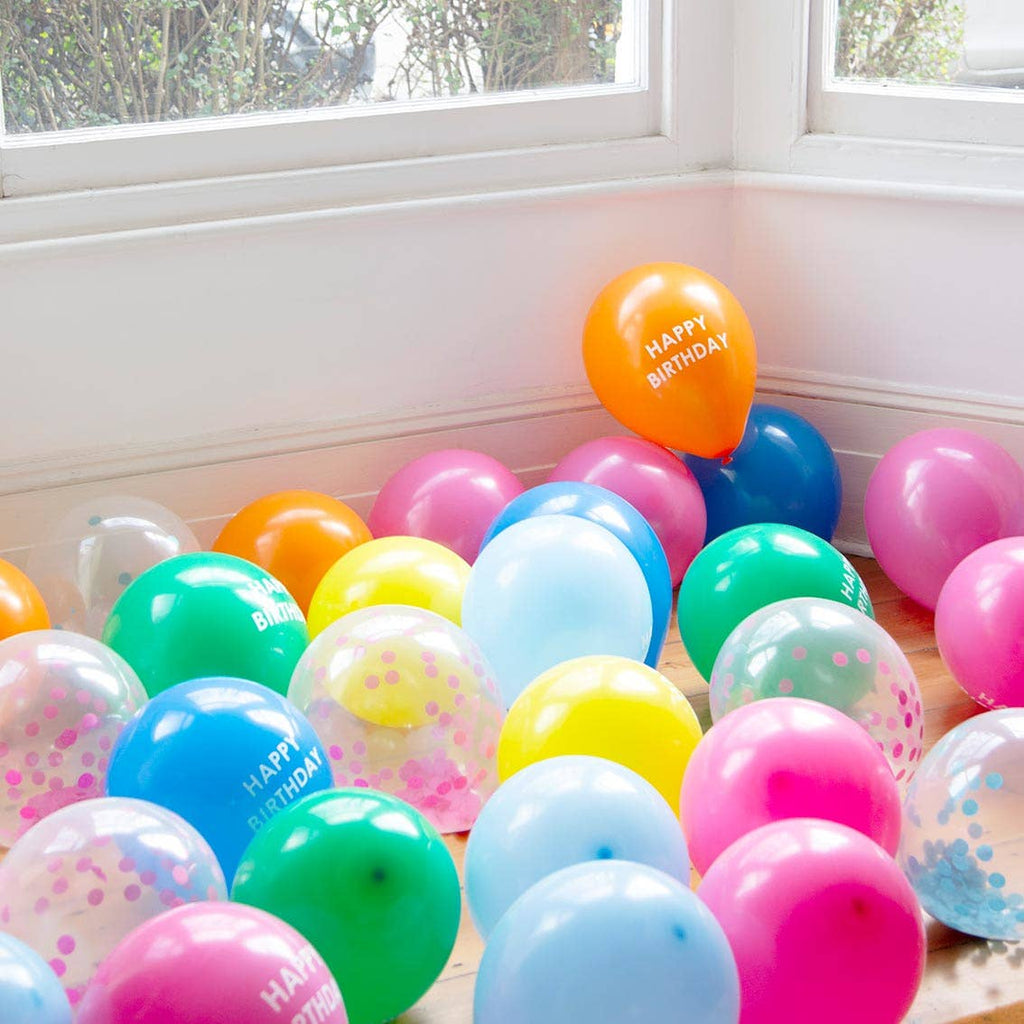 Rainbow Confetti Balloons - 12 Pack | Birthday Balloons |