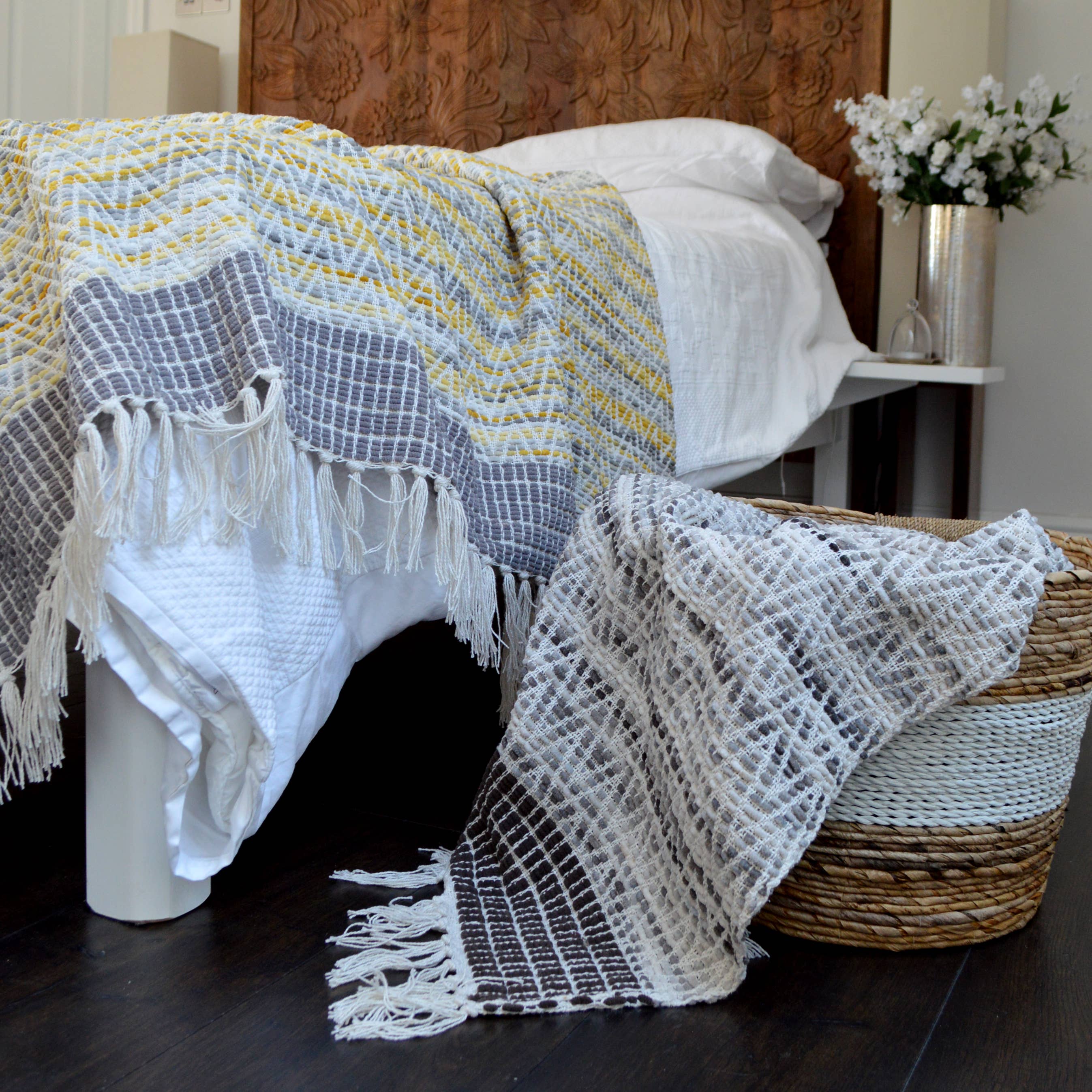 Arizona Zig Zag Heavyweight Herringbone Throw Blankets