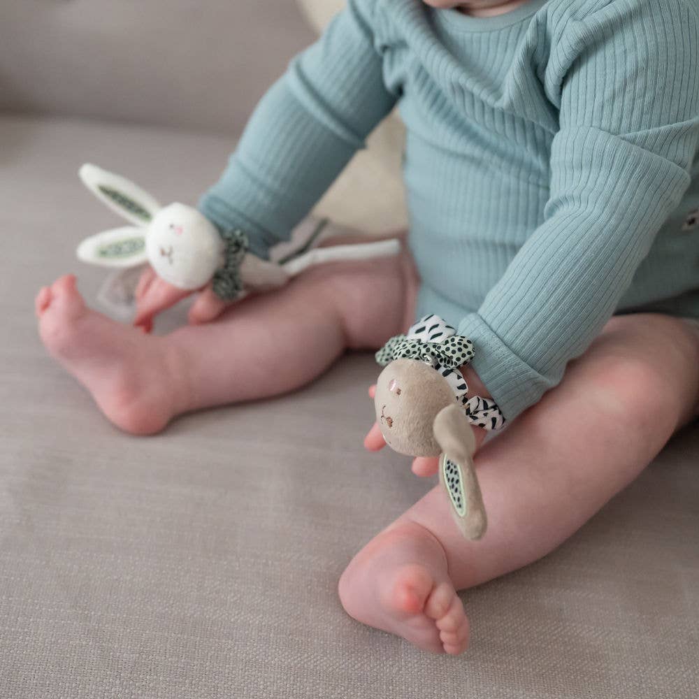 Ziggle Plush Wrist Rattles – Bunny Baby Sensory Toys (Pair)