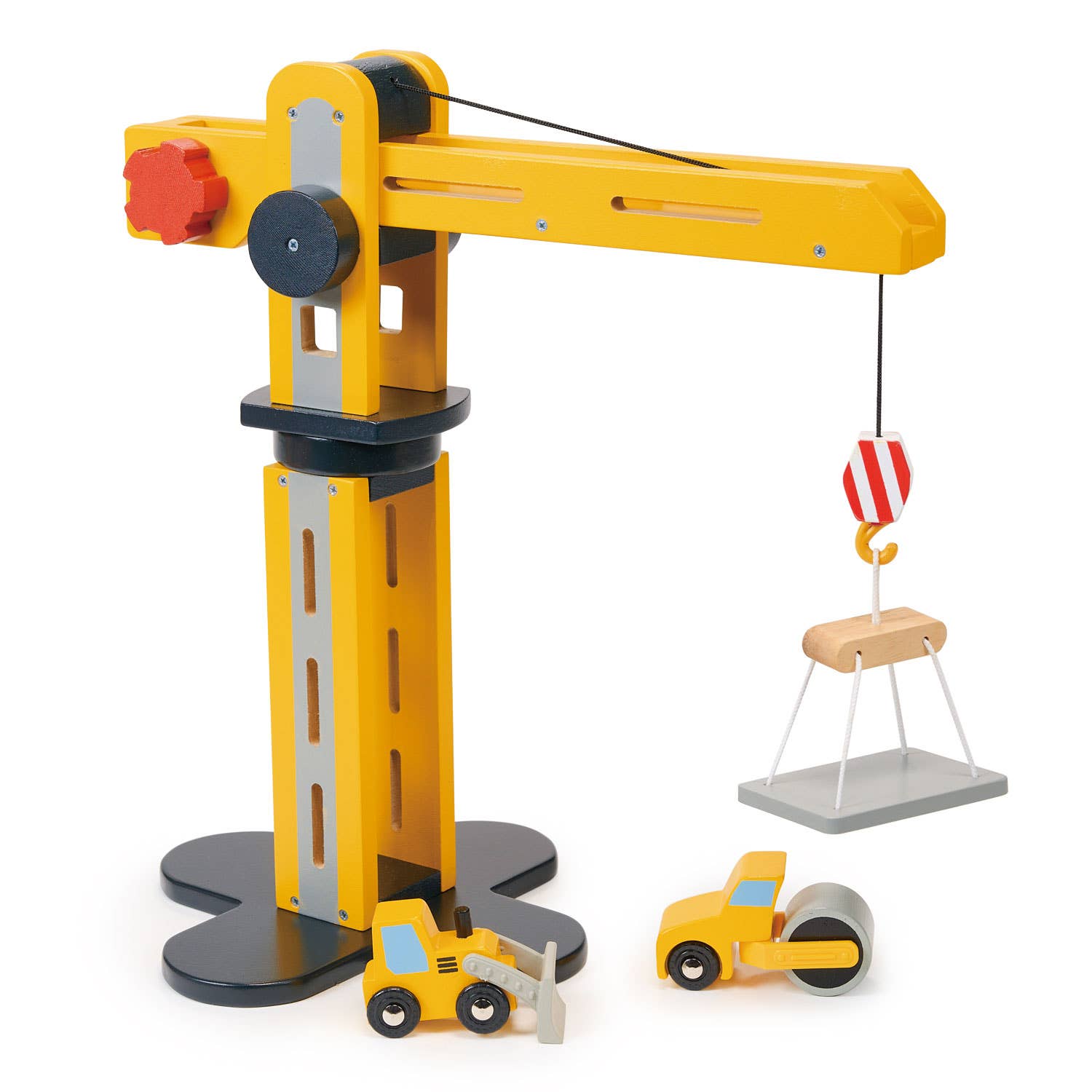 Mentari big yellow wooden toy crane 