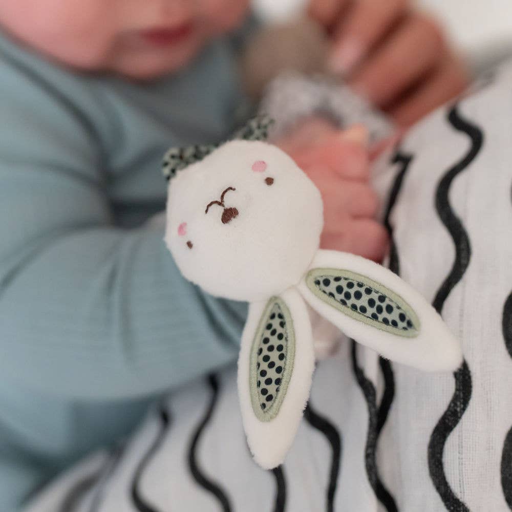 Ziggle Plush Wrist Rattles – Bunny Baby Sensory Toys (Pair)