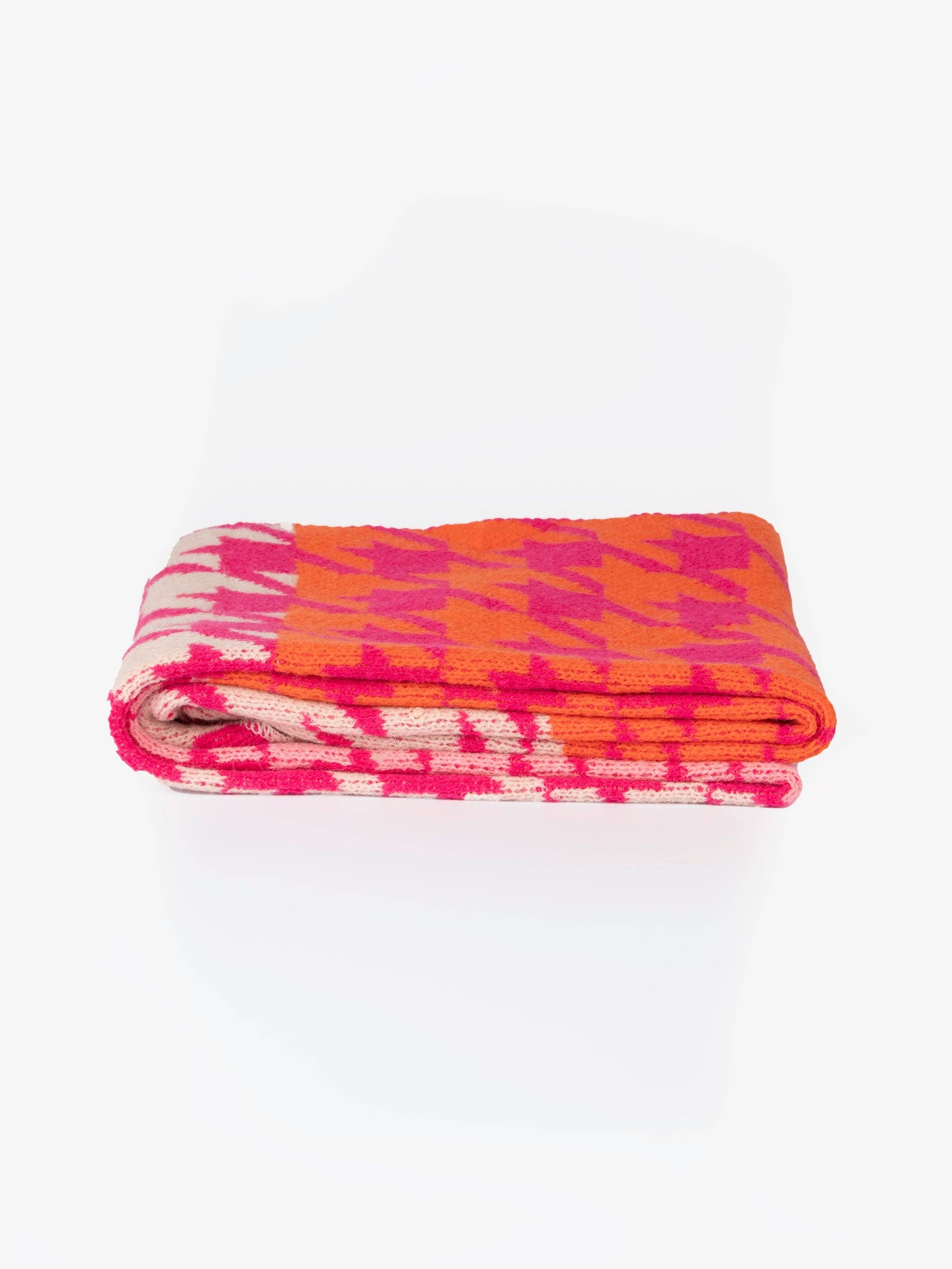 Fuchsia/Orange & White Houndstooth Heavyweight Scarf