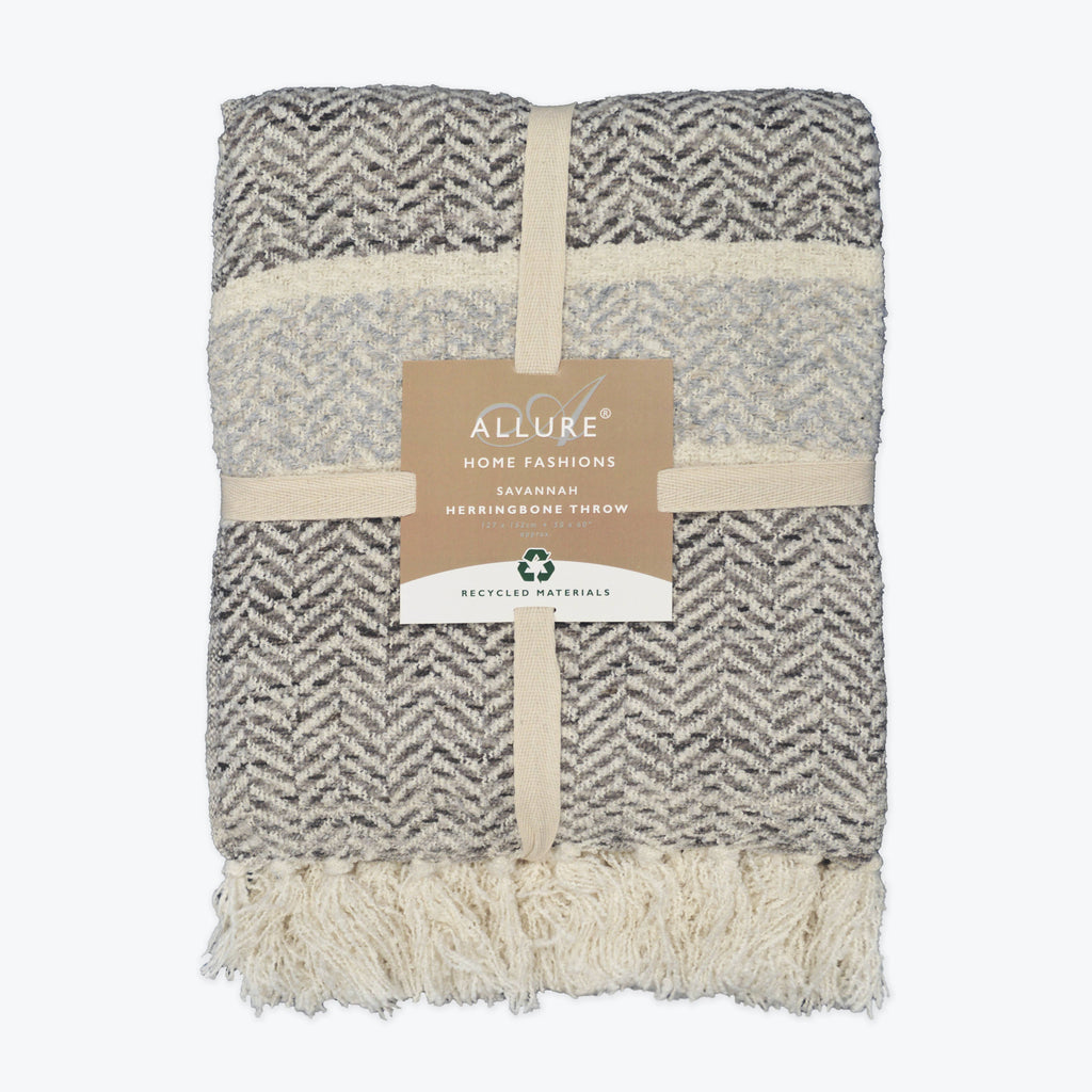 Savannah Herringbone Throw Blanket - 100% Recycled Materials
