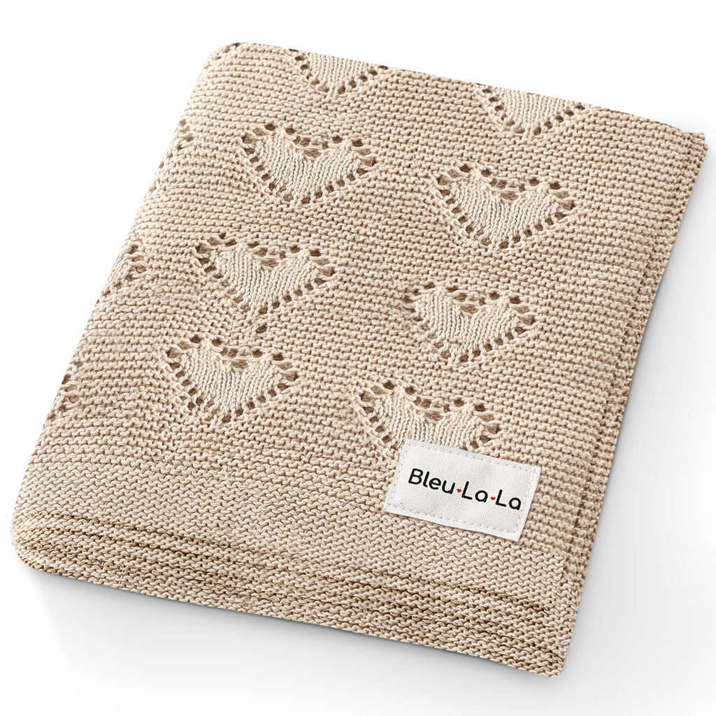 100% Luxury Cotton Receiving Swaddle Baby Blanket - Heart