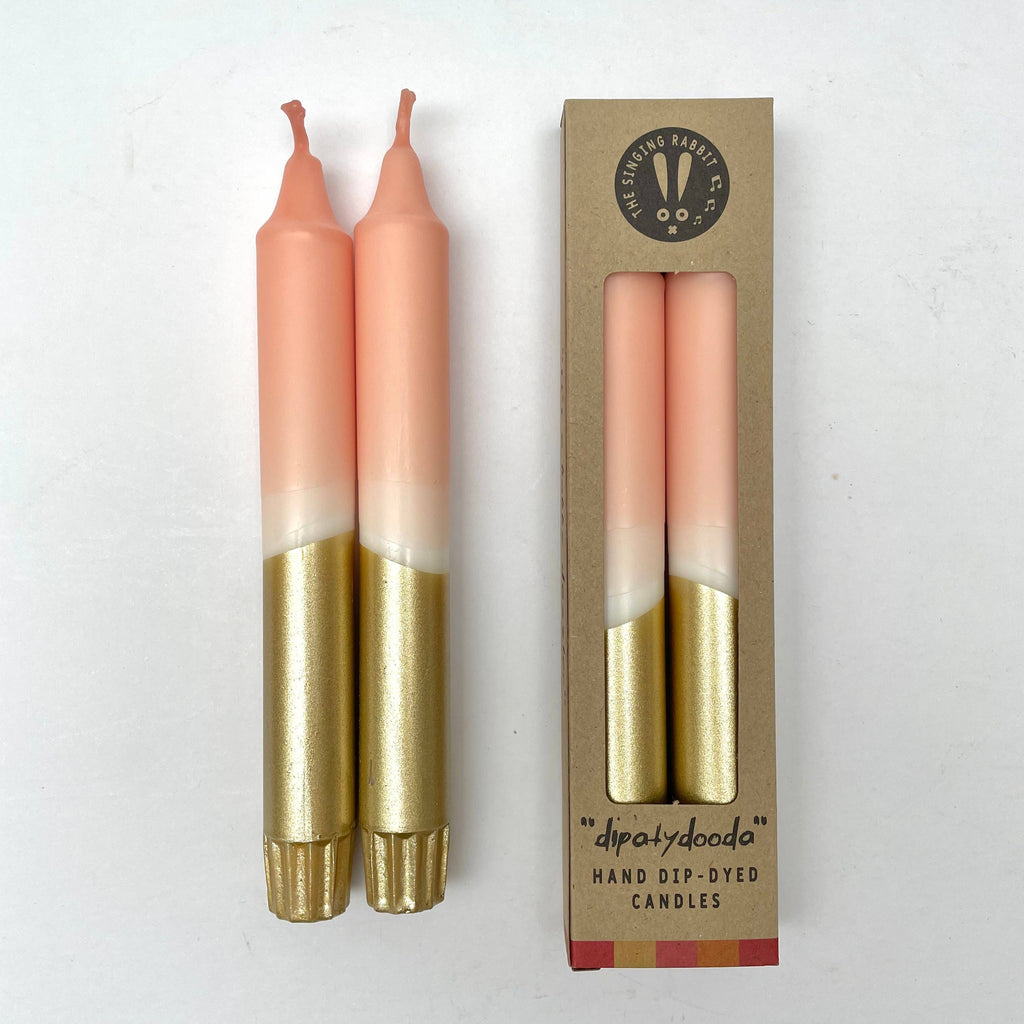 Blush Pink & Gold Dip Dyed Dinner Candles