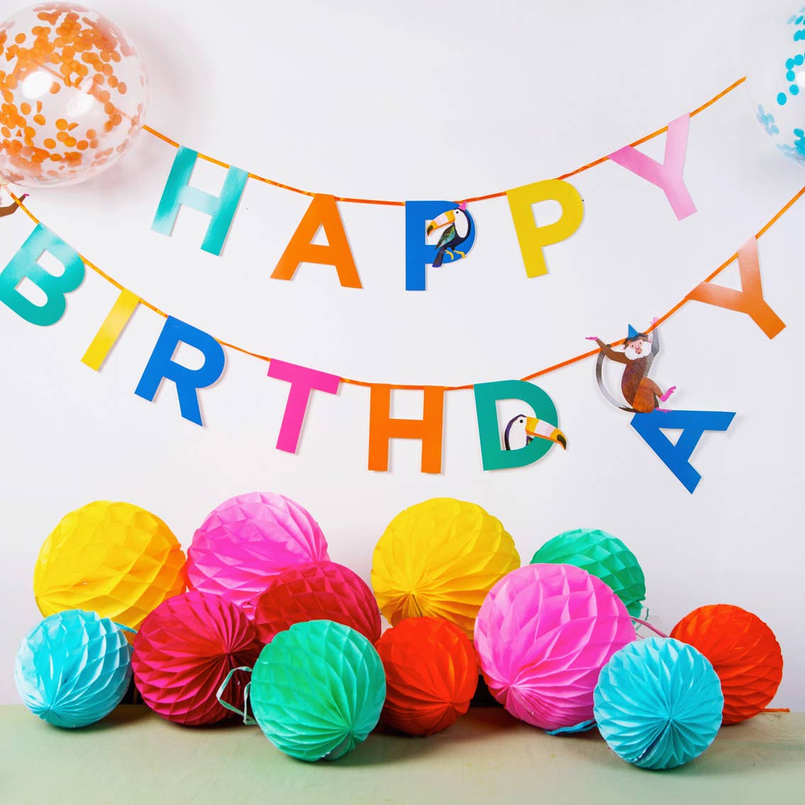 Rainbow Confetti Balloons - 12 Pack | Birthday Balloons |