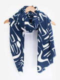 Blue abstract lightweight warm scarf