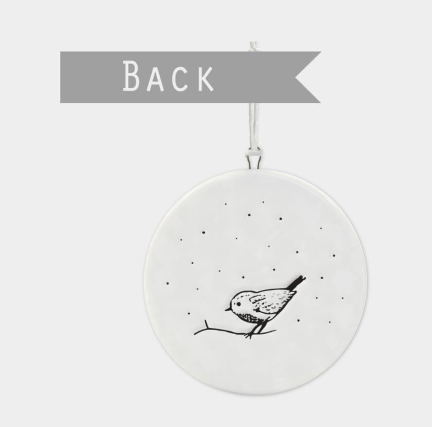 Robin Most Wonderful Time, Flat Porcelain Bauble - East Of India