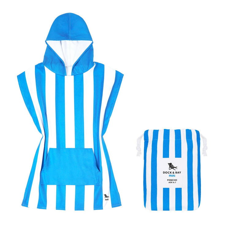 Kids Poncho/Quick Dry Hooded Towel - Bondi Blue - Dock & Bay (Age 2-4)