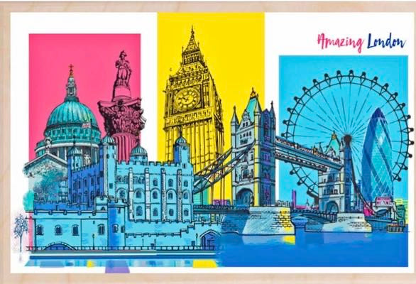 Amazing London sites wooden postcard