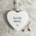 Lovely Sister Porcelain Hanging Heart - East Of India