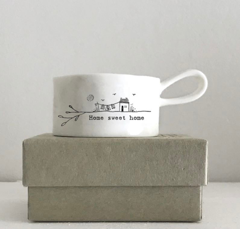 Home Sweet Home Handled Tea Light Holder - East Of India