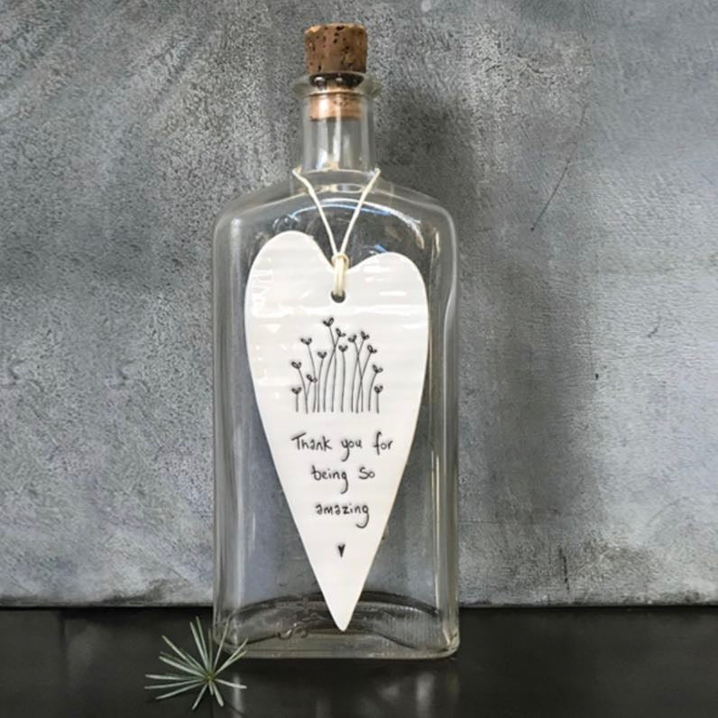 ‘Thank You For Being So Amazing’ Porcelain Long Hanging Heart - East Of India