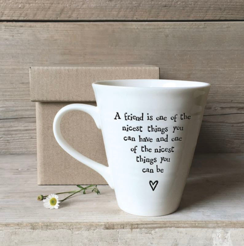 'A friend is one of the nicest things' Mug - East Of India