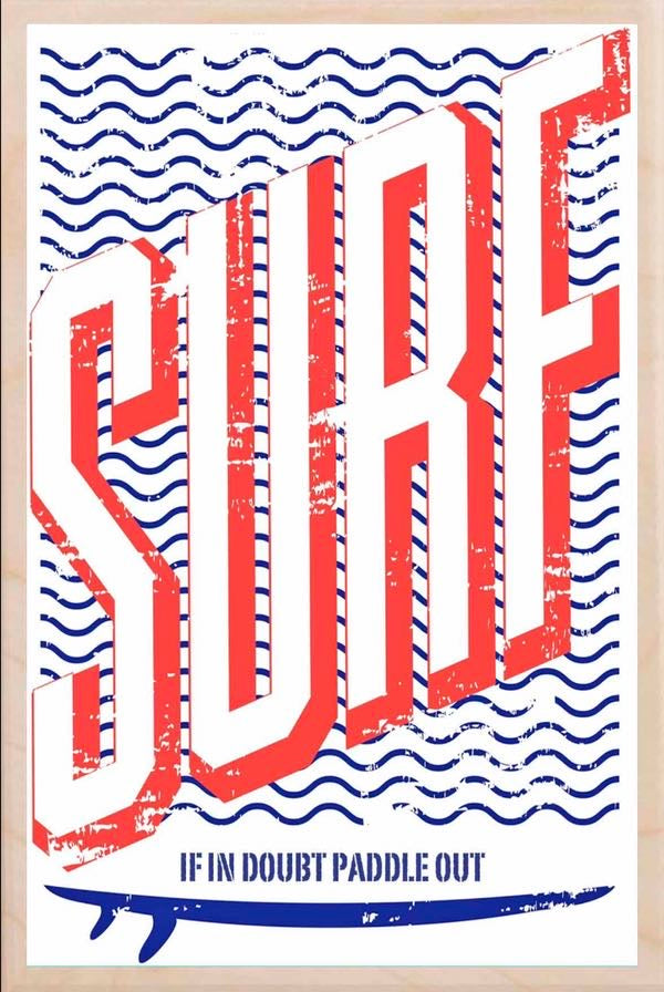 Surf wooden postcard