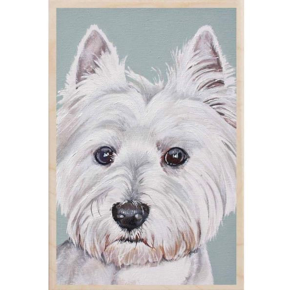 Westie dog wooden postcard