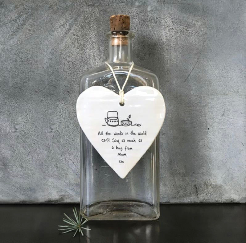 ‘Hug From Mum’ Porcelain Hanging Heart