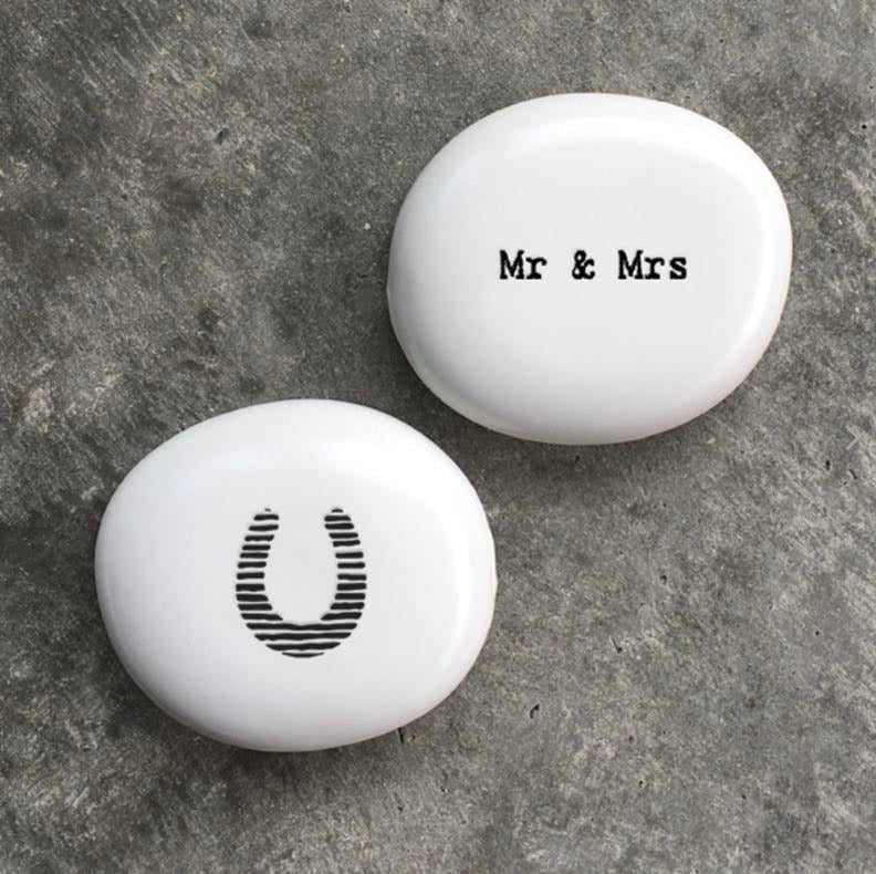 Mr & Mrs porcelain pebble - East of India