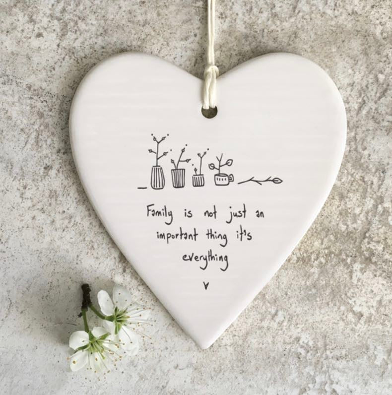 Family is not just an important thing it's everything hanging heart