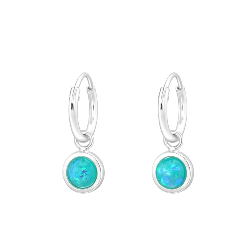 Hanging Silver Opal Hoops