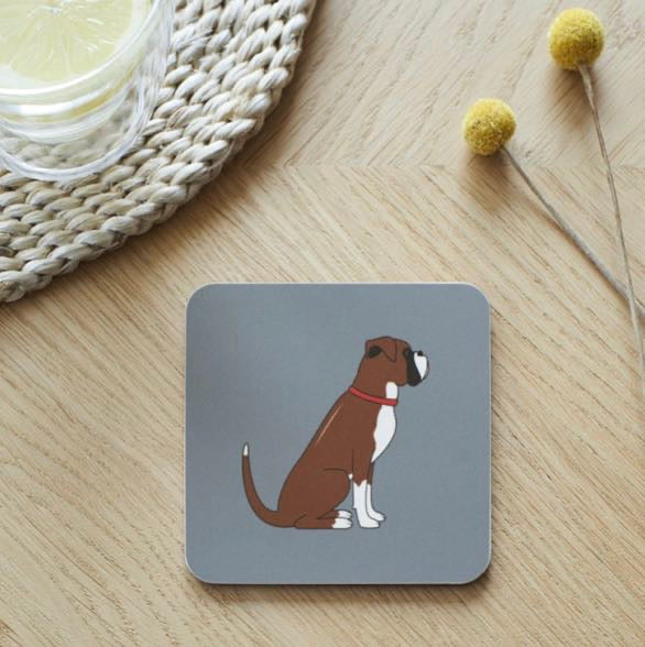 Boxer dog coaster - sweet William designs 