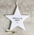 Wishing you every happiness ceramic hanging star