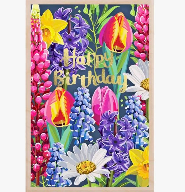 Happy birthday wooden postcard
